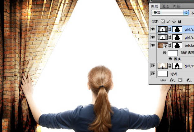 photoshop合成墙帘后的奇幻世界