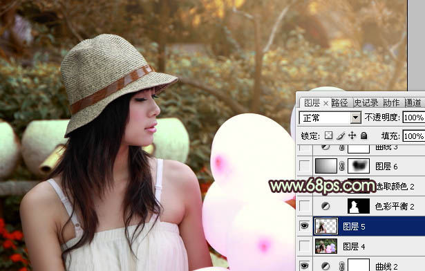 Photoshop将外景人物图片调成宁静的淡褐色
