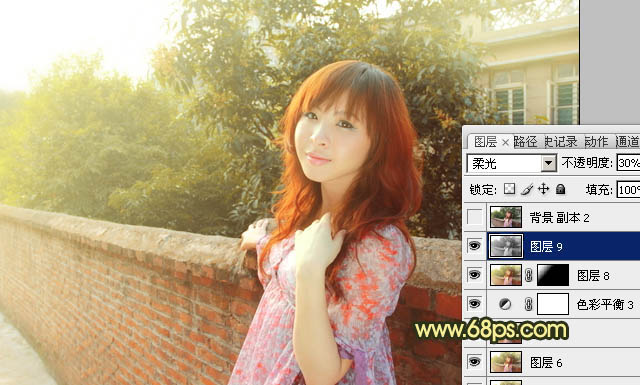 Photoshop将外景人物图片调成柔和的初夏阳光色