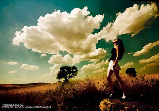 photoshop利用水彩笔刷制作出漂亮的粗边蒙版图片