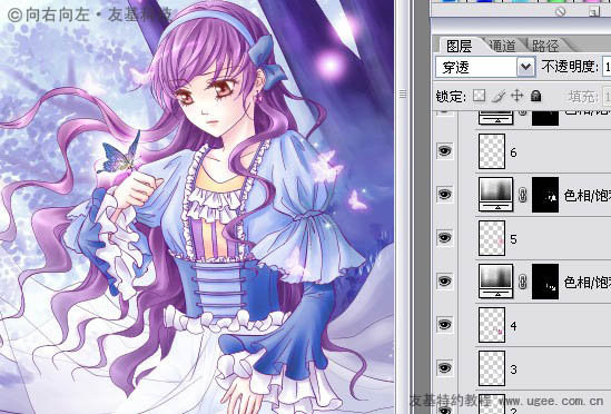 PS将鼠绘出唯美的蝴蝶公主插画