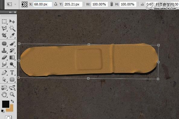 Photoshop将绘制出逼真的带血的创可贴效果