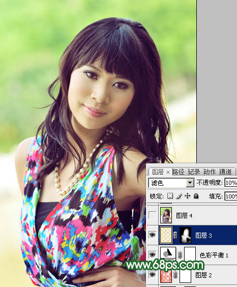 Photoshop将给背光图片美女制作加上甜美的粉红色