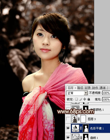 Photoshop将外景女孩图片调制出非常有个性的橙褐色