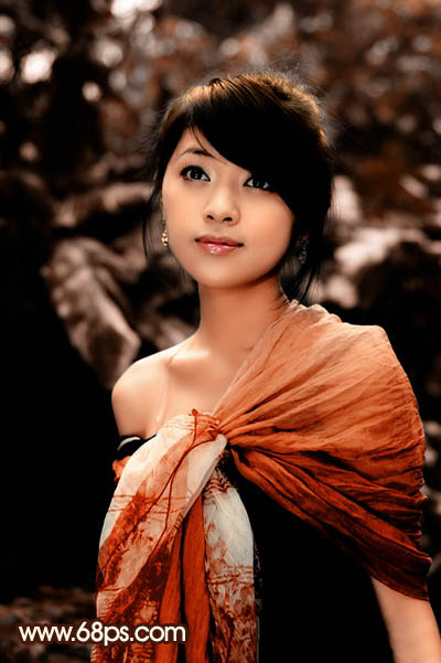 Photoshop将外景女孩图片调制出非常有个性的橙褐色
