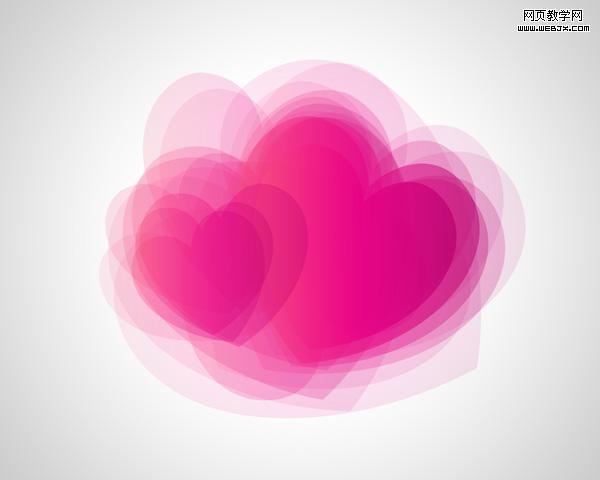 Photoshop将用心形工具绘制出粉红色的心形图案效果
