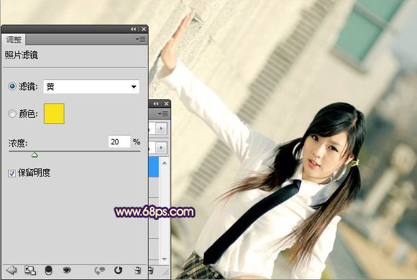 Photoshop制作漂亮的蓝黄色非主流人物图片