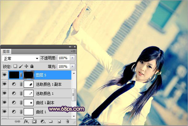 Photoshop制作漂亮的蓝黄色非主流人物图片