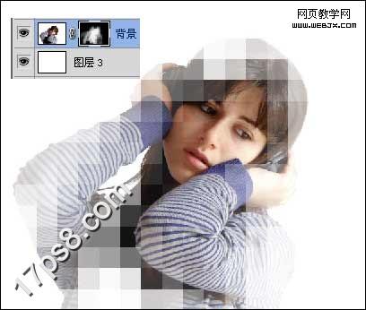 Photoshop将给女孩图片添加透明马赛克边框实例教程