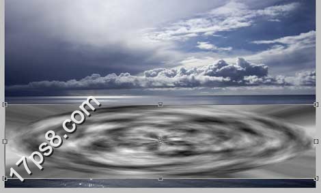 photoshop将合成鲸鱼越出水面掠夺海鸥食物场景效果