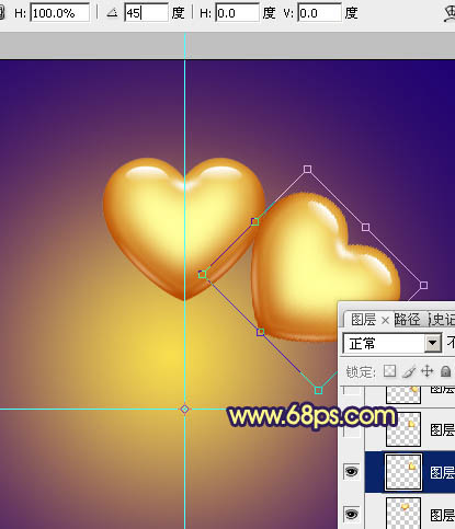 photoshop将利用水晶心形制作成漂亮的橙黄色花朵效果