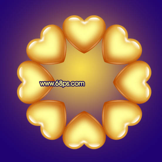 photoshop将利用水晶心形制作成漂亮的橙黄色花朵效果