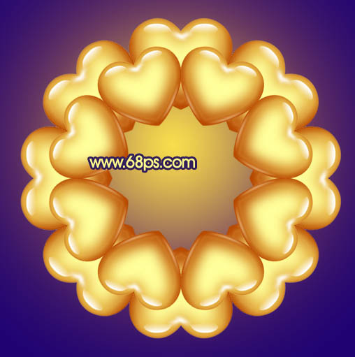 photoshop将利用水晶心形制作成漂亮的橙黄色花朵效果