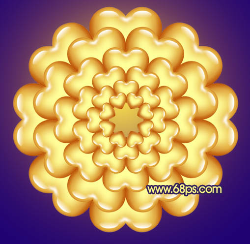 photoshop将利用水晶心形制作成漂亮的橙黄色花朵效果