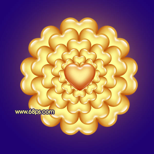 photoshop将利用水晶心形制作成漂亮的橙黄色花朵效果