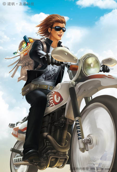 PS将鼠绘出郊野中疯狂行驶的摩托车爱好者的效果