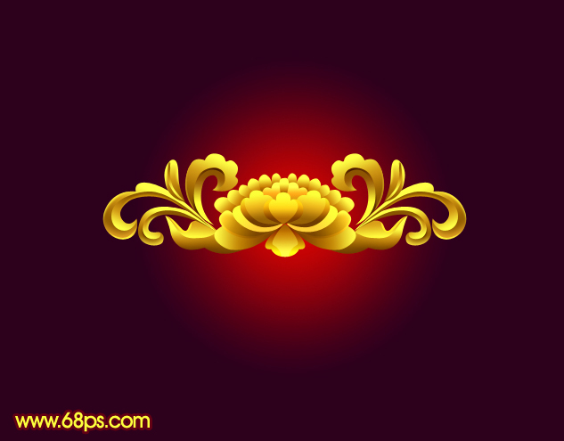 Photoshop将制作出漂亮的金色牡丹效果