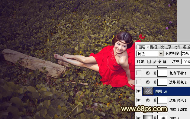 Photoshop将草地婚片调制出柔美的暗调黄褐色效果