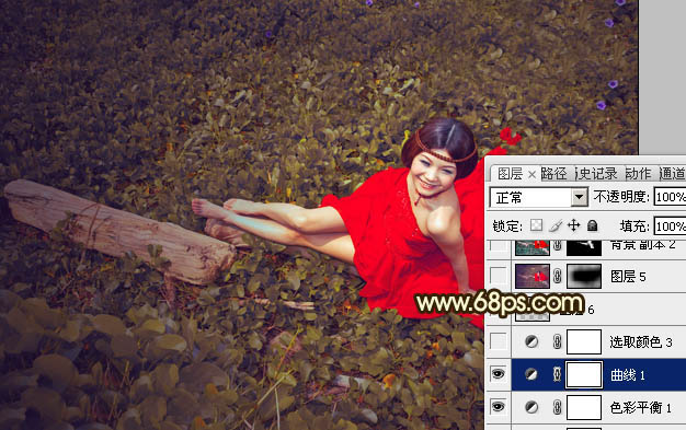 Photoshop将草地婚片调制出柔美的暗调黄褐色效果
