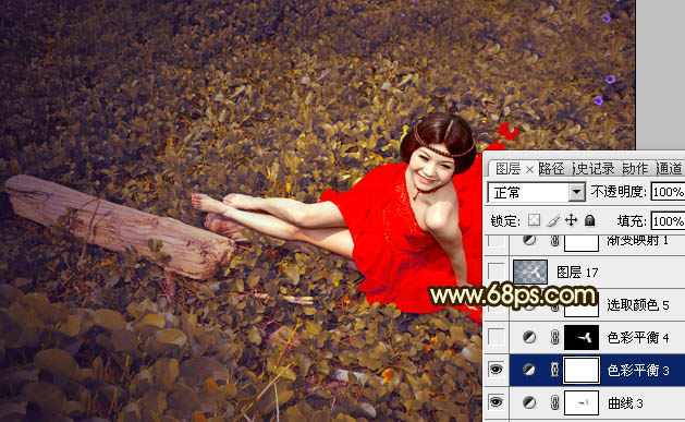 Photoshop将草地婚片调制出柔美的暗调黄褐色效果