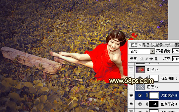 Photoshop将草地婚片调制出柔美的暗调黄褐色效果