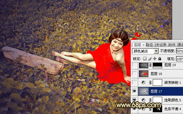 Photoshop将草地婚片调制出柔美的暗调黄褐色效果