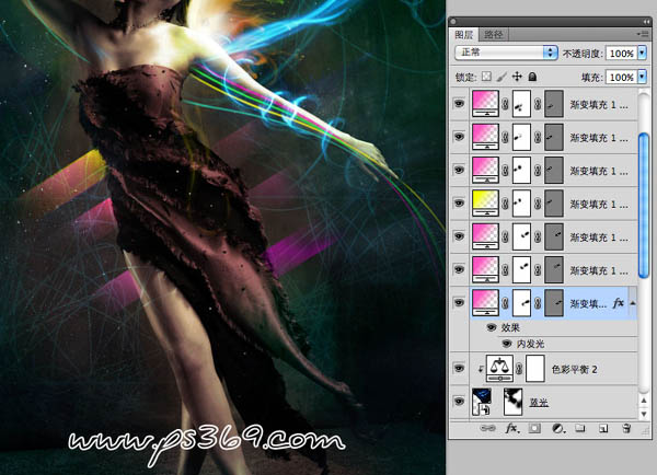 PS将合成绚丽的潮流美女彩色插画