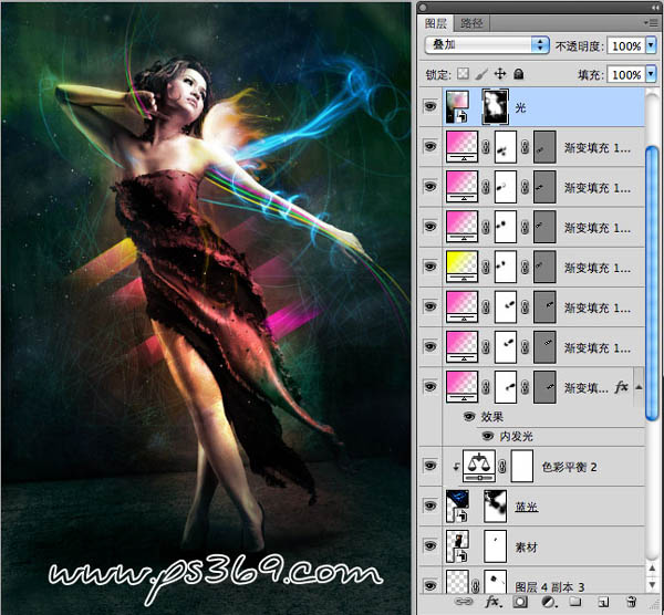 PS将合成绚丽的潮流美女彩色插画