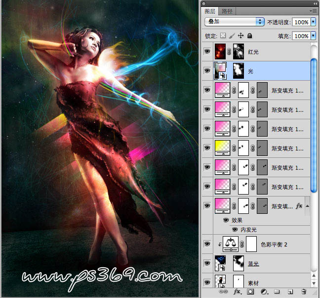 PS将合成绚丽的潮流美女彩色插画