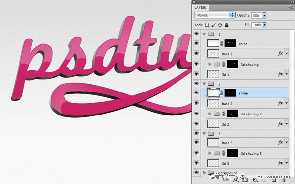 AI与PS结合制作出漂亮的彩色连写立体字效果