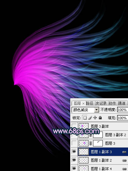 Photoshop将打造出非常奇幻的淡紫色光丝翅膀效果
