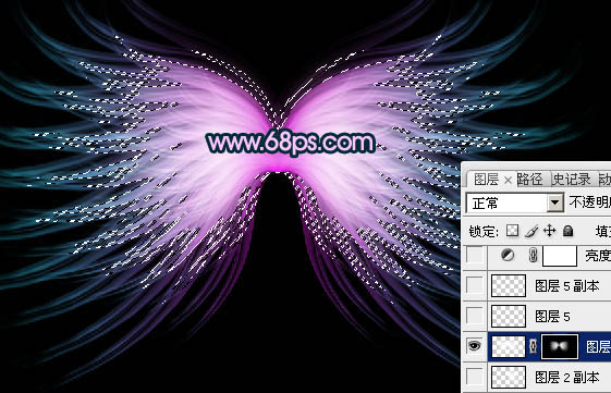 Photoshop将打造出非常奇幻的淡紫色光丝翅膀效果