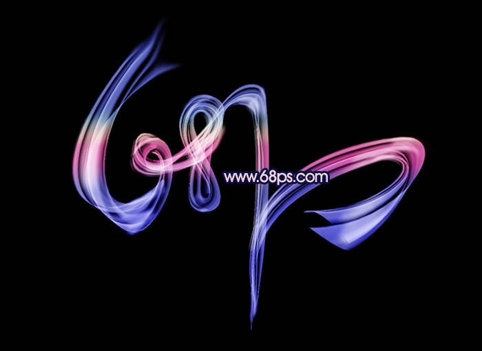 Photoshop将制作出彩色轻烟般的漂亮光束连写字效果