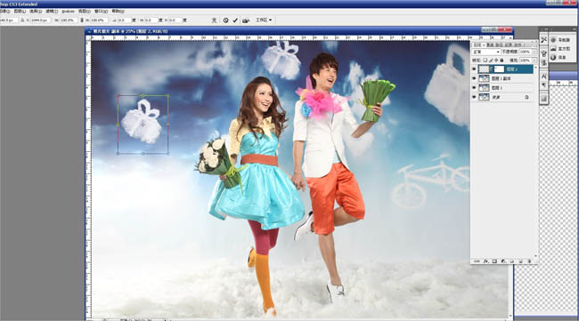 Photoshop将人物图片打造出创意的飘逸感觉的云彩背景效果