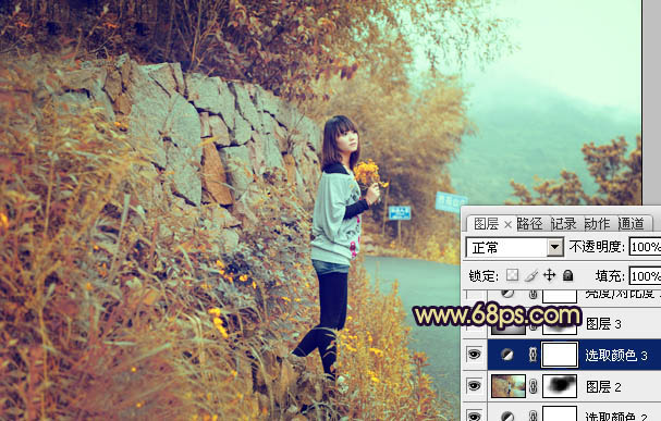 Photoshop将山野人物图片调成橙黄的秋季色