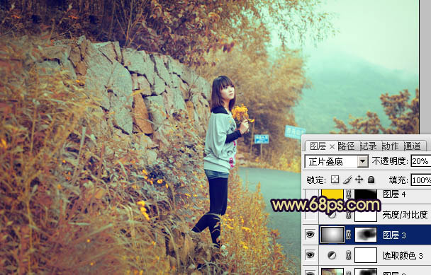 Photoshop将山野人物图片调成橙黄的秋季色