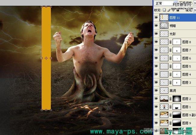 Photoshop合成吓人的树妖制作教程