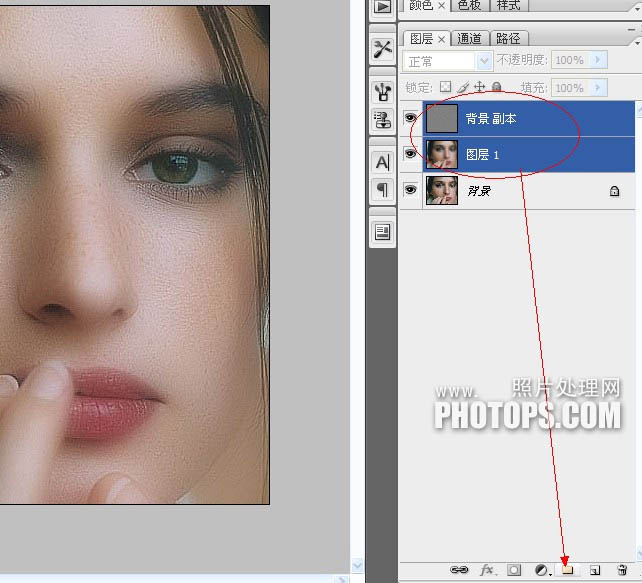 photoshop将人物图片的脸部制作成细节非常突出的磨皮效果