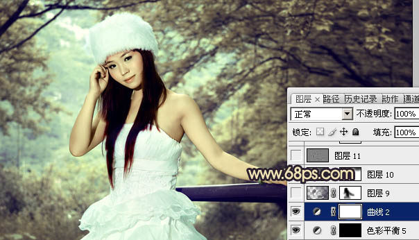 Photoshop将外景婚片调制出柔和的灰调黄蓝色效果