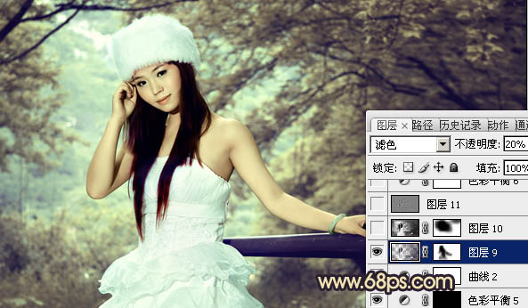 Photoshop将外景婚片调制出柔和的灰调黄蓝色效果