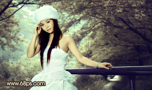 Photoshop将外景婚片调制出柔和的灰调黄蓝色效果