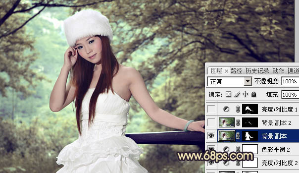 Photoshop将外景婚片调制出柔和的灰调黄蓝色效果