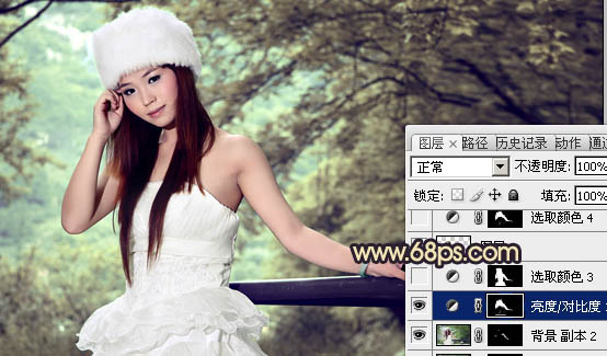 Photoshop将外景婚片调制出柔和的灰调黄蓝色效果