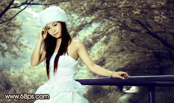 Photoshop将外景婚片调制出柔和的灰调黄蓝色效果