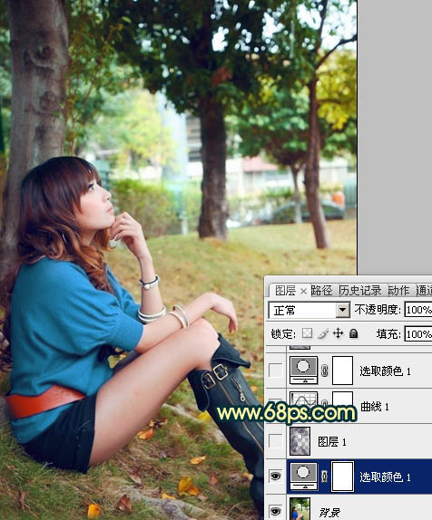 Photoshop将外景美女图片调制出柔美的夏日暖色调效果