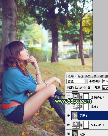 Photoshop将外景女生图片调制出柔美的夏日暖色调效果