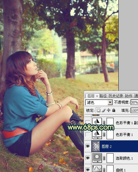 Photoshop将外景女生图片调制出柔美的夏日暖色调效果