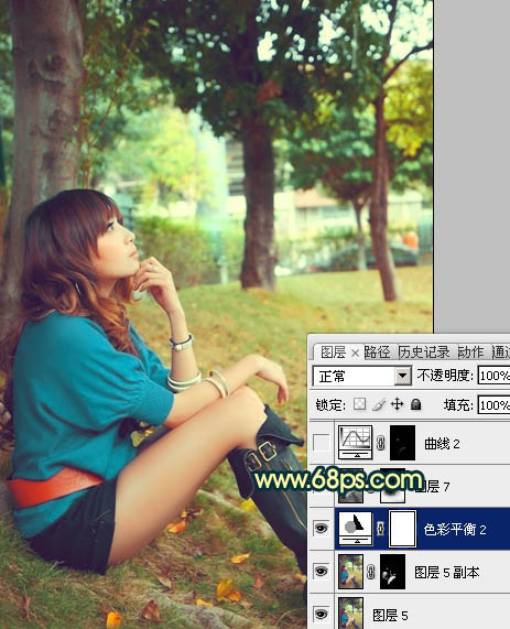 Photoshop将外景女生图片调制出柔美的夏日暖色调效果