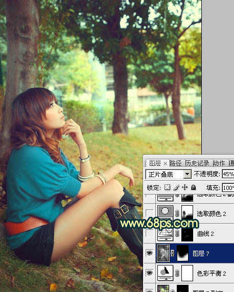 Photoshop将外景女生图片调制出柔美的夏日暖色调效果