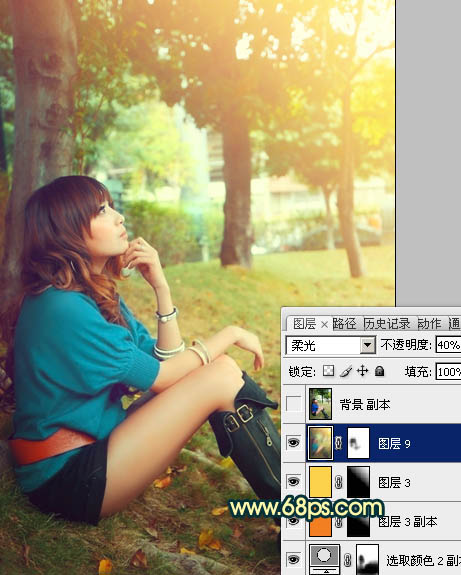 Photoshop将外景女生图片调制出柔美的夏日暖色调效果